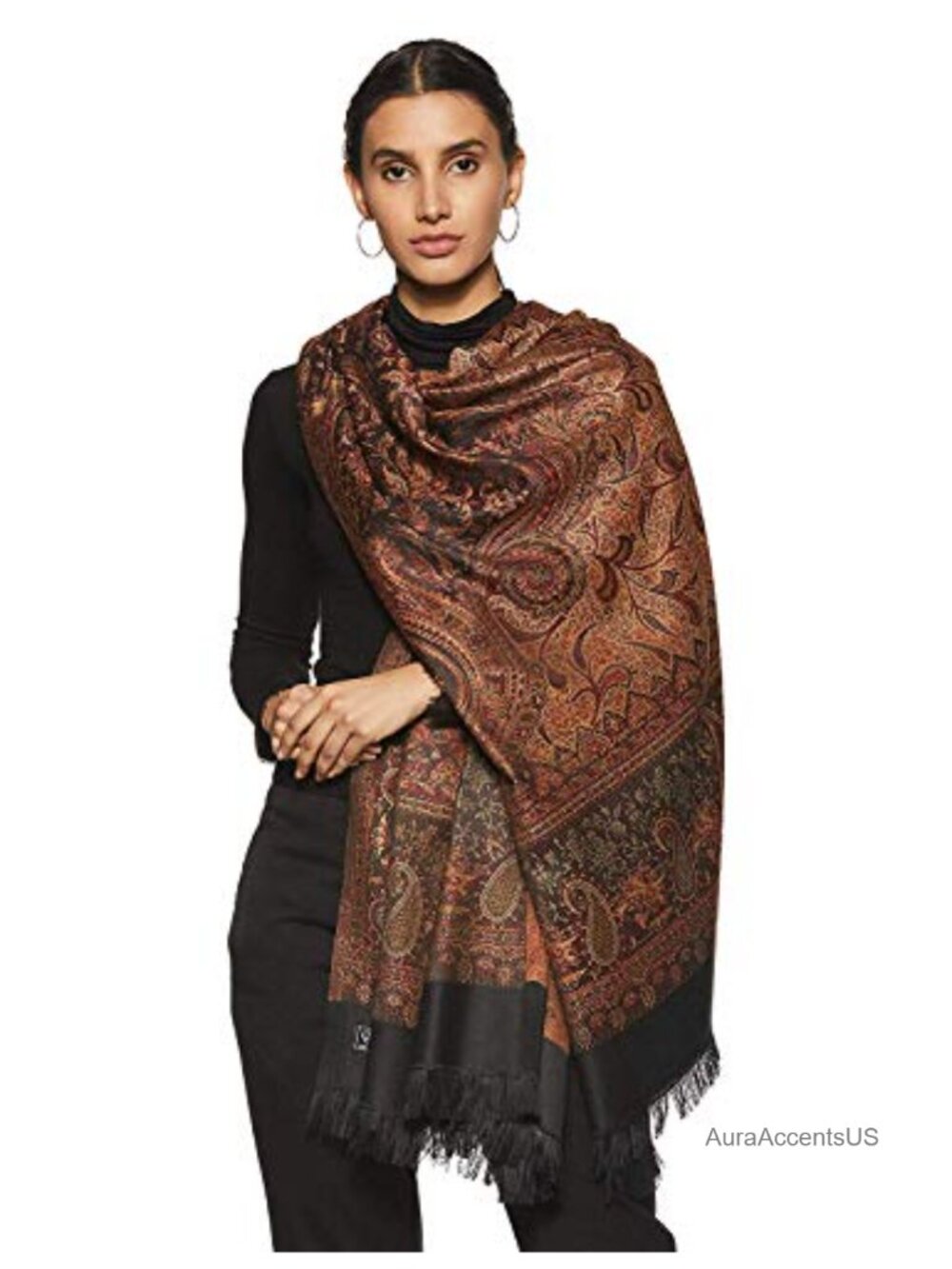 Wool Blend Pashmina Shawl Wrap Large 40x80 Winter